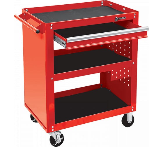 Изображение товара Открытая тележка МАСТАК ОПТИМА 3 полки и ящик, красная 520-01580MR