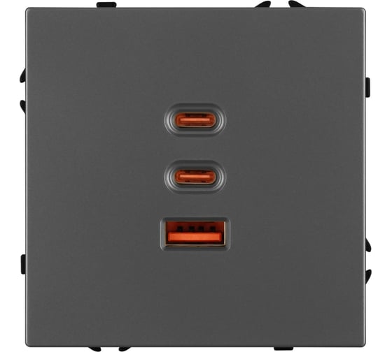 Изображение товара Механизм розетки с быстрой USB зарядкой Arlight SCT-NOBE-MUACC-SFPL-FC-GR 1шт 061837