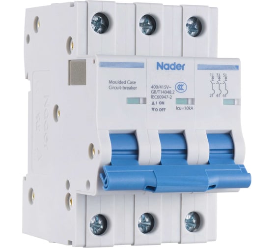 Изображение товара Модульный автоматический выключатель Nader NDB2TS-63D10/3P 112600125