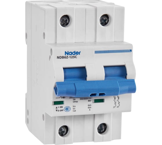 Изображение товара Модульный автоматический выключатель Nader NDB6Z-125C125/1P 115200004