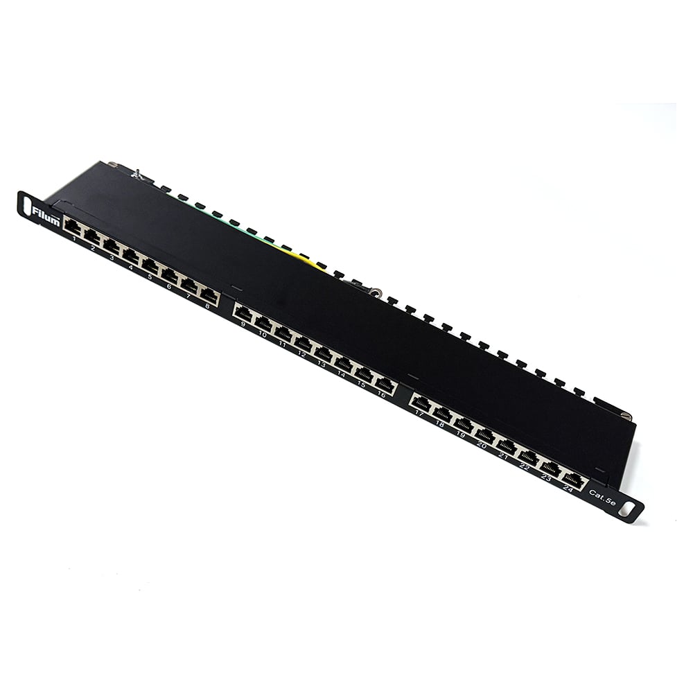 Изображение товара Патч-панель Filum FL-PP-5E24SH0.5 19" HD, 0.5U, Cat 5e, 24 порта RJ45 (8p8c), экранированная, Dual IDC (110/KRONE), 00-01290164
