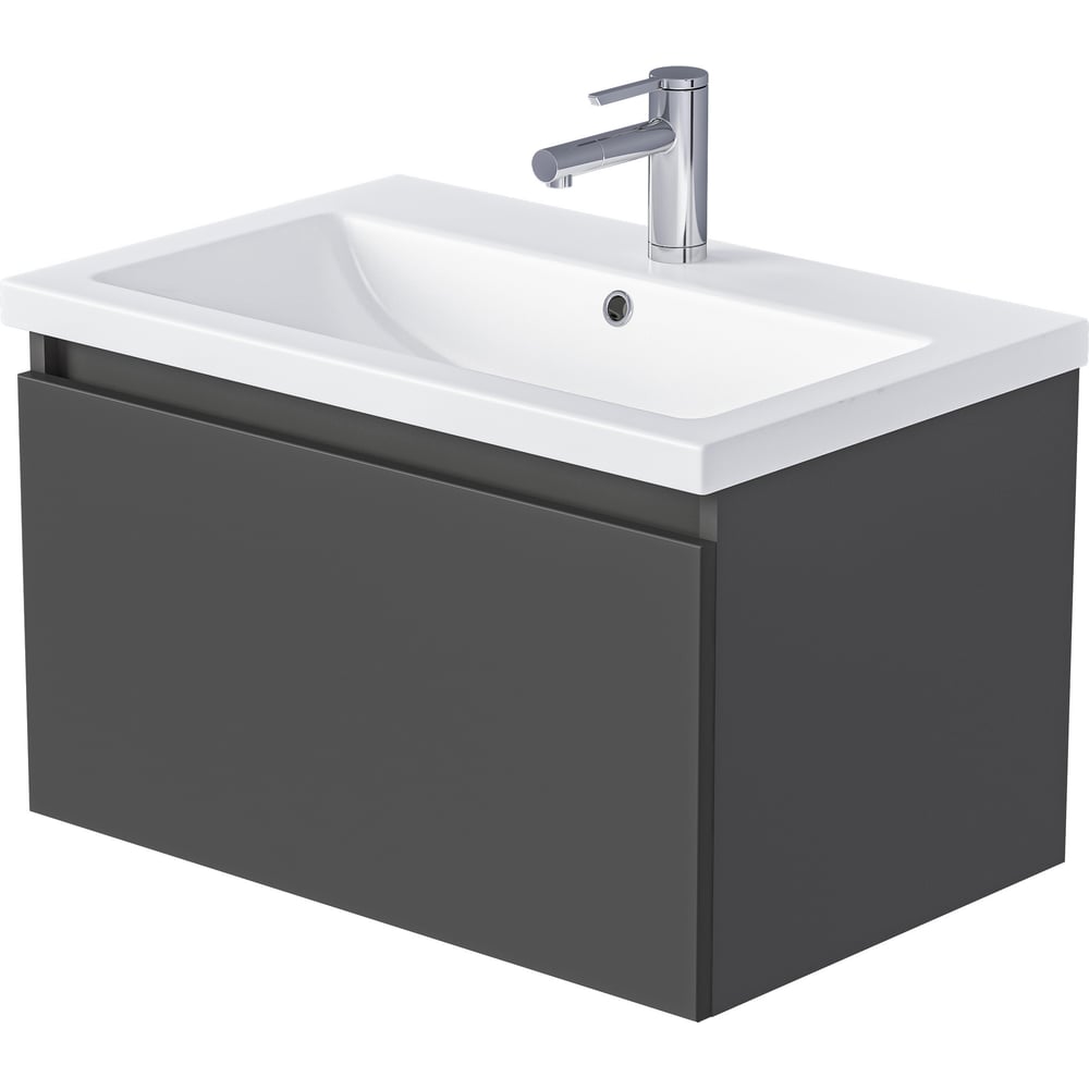 Тумба 1Marka БЛОК МИНИ/Aris mini 70П (700х440х450) 1я антрацит/монолит дарк раковина Ц0000043062