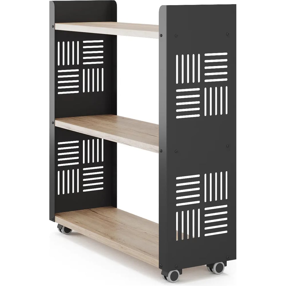 Стеллаж мобильный Kobor SM3-90/30 black/natural 220373