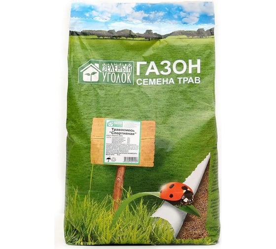 Изображение товара Семена газона Зеленый уголок травосмесь Спортивная, 10 кг 4660001291157