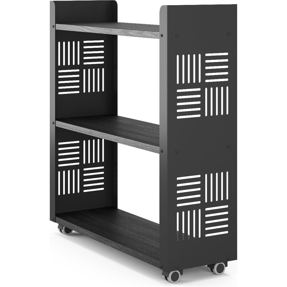 Стеллаж мобильный Kobor SM3-90/30 black/wood 221491