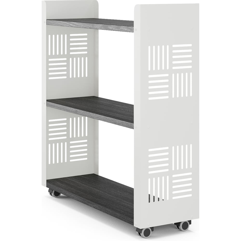 Изображение товара Стеллаж мобильный Kobor SМ2-90/30 white/wood 221489 Изображение товара Стеллаж мобильный Kobor SМ2-90/30 white/wood 221489