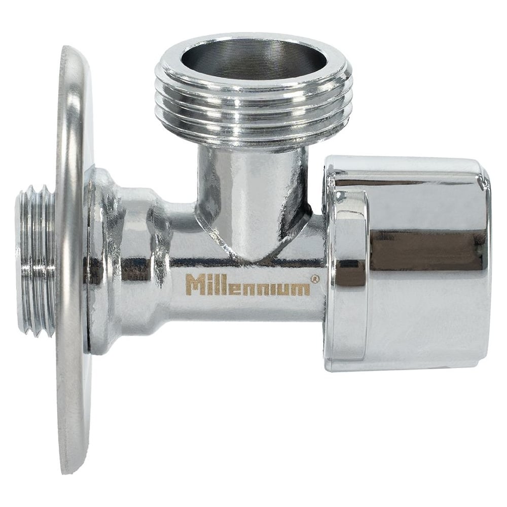 Кран шаровой Millennium ВОДА угловой 1/2" х 3/4" Нар.-Нар. с отражателем УТ000045644