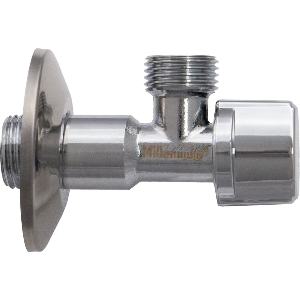Кран шаровой Millennium ВОДА угловой 1/2" х 1/2" Нар.-Нар. с отражателем УТ000045643