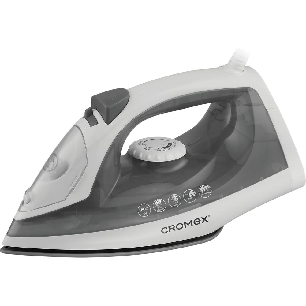 Утюг паровой CROMEX SI-103 1800 Вт, антипригарное покрытие, паровой удар, серый/белый 458314
