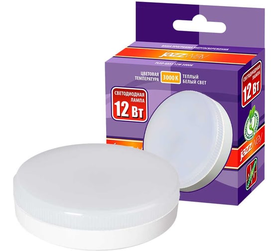 Изображение товара Светодиодная лампа Jazzway PLED-GX53 12Вт таблетка матовая 3000К теплый белый GX53 980лм 230В/50Гц 1029102