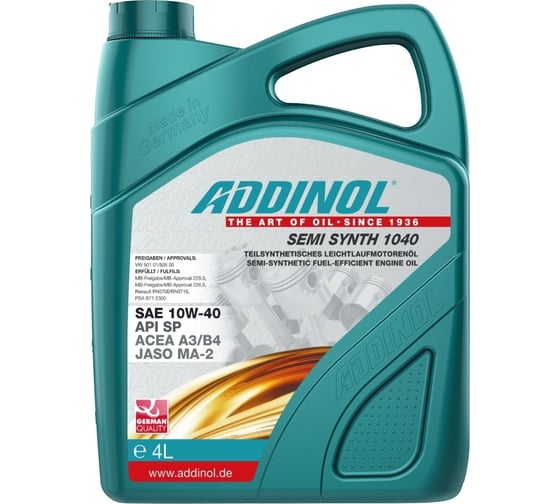 Изображение товара Моторное масло Addinol Semi Synth 1040 полусинтетическое, 10W-40, 4л 72098425