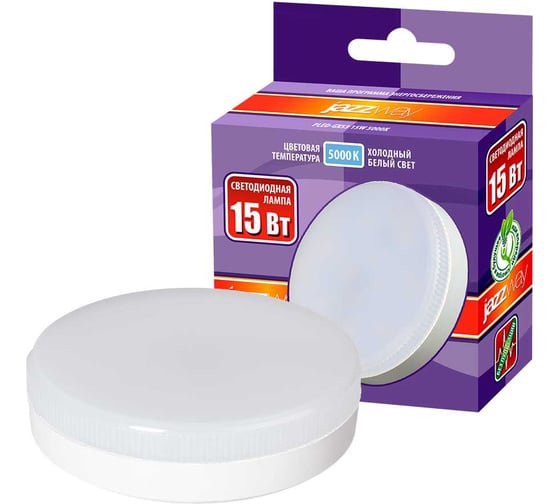 Изображение товара Светодиодная лампа Jazzway PLED-GX53 15Вт таблетка матовая 5000К холодный белый GX53 1300лм 230В/50Гц 2855466