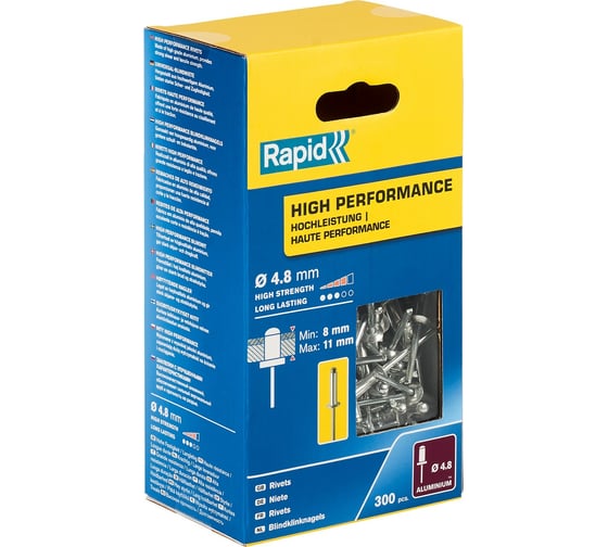 Изображение товара Алюминиевая заклепка RAPID R:High-performance-rivet d4.8x14 мм, 300 шт. 5001437