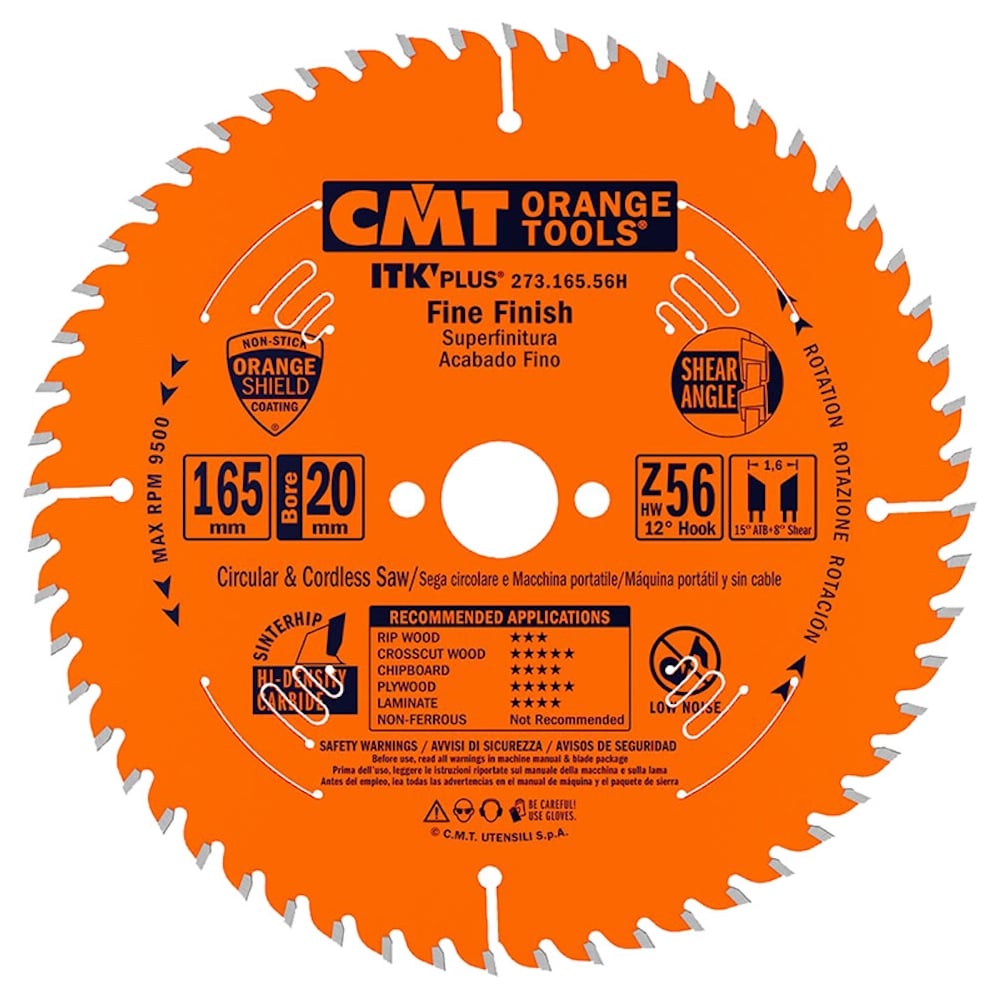 Диск пильный универсальный CMT 165x20(+15.88)x1.6/1.0 ATB+S Z=56 273.165.56H