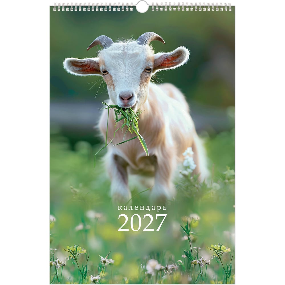 Календарь на гребне с ригелем 2027г BRAUBERG, 12 листов, 30х45см,, Символ года, 118384