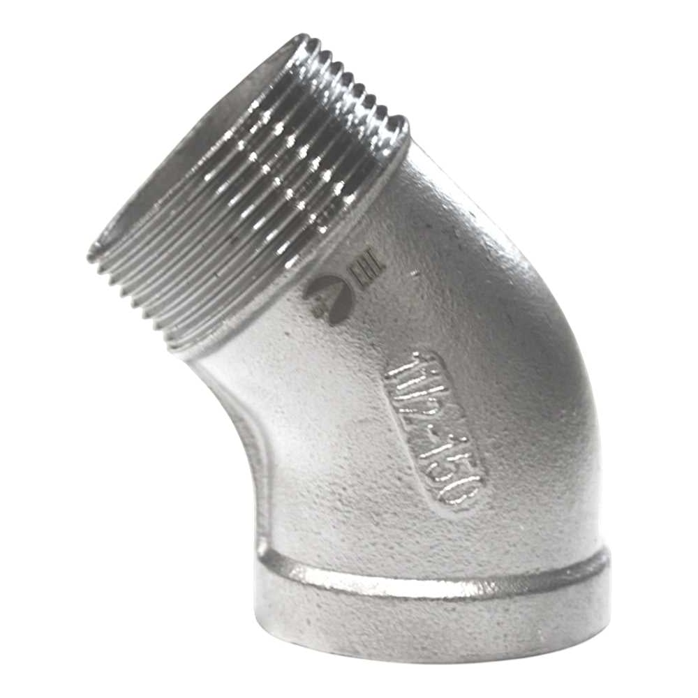 Изображение товара Отвод резьбовой NEWKEY нр/вр 45 нержавеющий, AISI304 DN40 (1_1/2), (CF8), PN16 NK-FEDM45_40/4