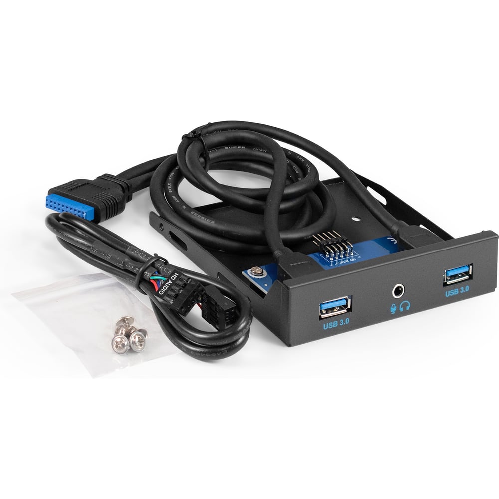 Изображение товара Планка USB на переднюю панель ExeGate U3H-627S, 3,5, 2 USB3.0+HD Audio Combo, черная, металл, подсоед. к MB 298351 Изображение товара Планка USB на переднюю панель ExeGate U3H-627S, 3,5, 2 USB3.0+HD Audio Combo, черная, металл, подсоед. к MB 298351