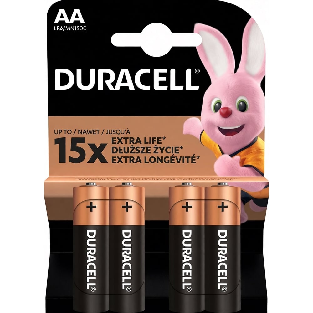 Изображение товара Батарейки Duracell Basic AA - щелочные аккумуляторы 1. 5 В, упаковка 4 шт.