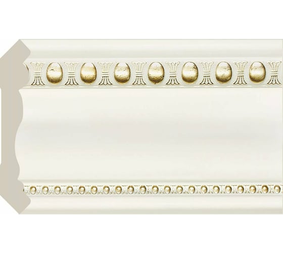 Изображение товара Карниз Cosca Decor интерьерный багет, 60 мм, белый с золотом СПБ023875