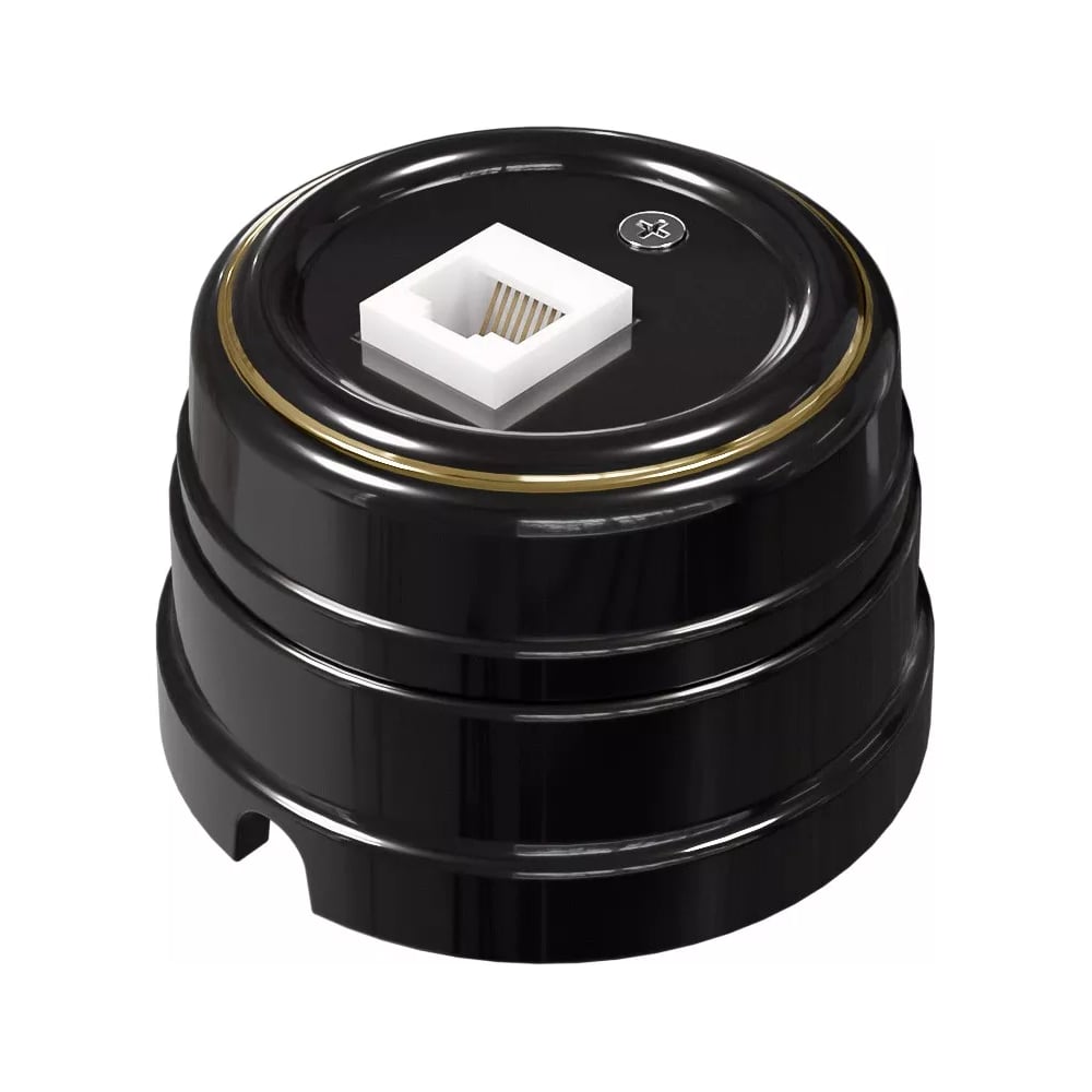 Розетка Мезонинъ компьютерная RJ45, цвет -золото на черном GE70341-53