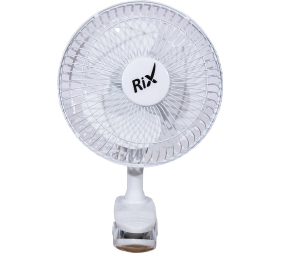 Изображение товара Настольный бытовой вентилятор RIX RDF-1500WB, прищепка и основание, цвет белый, 15Вт 42556