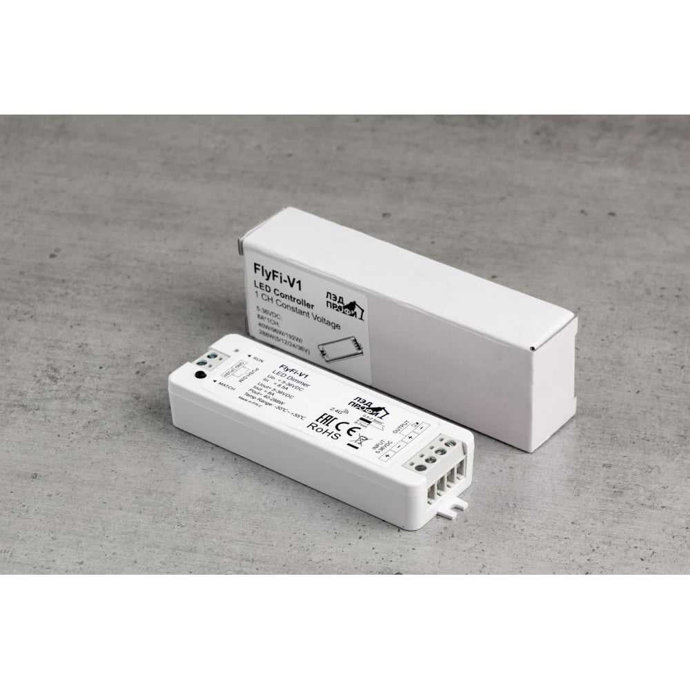 Изображение товара Диммер/контроллер ЛЭД ПРОФИ Fly-Fi V1 - 1CH*8A 5–36В DC, Push-DIM, CV, пластик FF-D-V1 Изображение товара Диммер/контроллер ЛЭД ПРОФИ Fly-Fi V1 - 1CH*8A 5–36В DC, Push-DIM, CV, пластик FF-D-V1