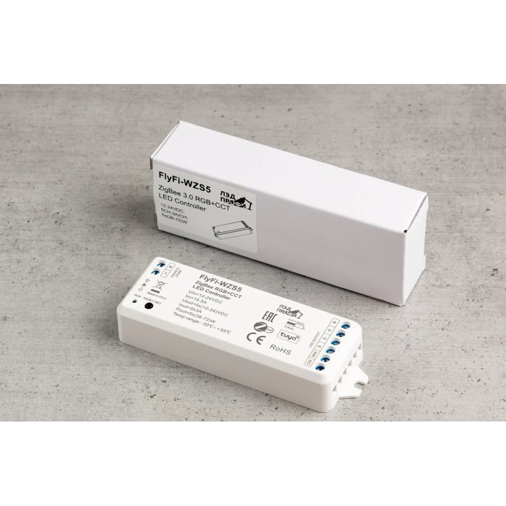 Изображение товара Диммер/контроллер ЛЭД ПРОФИ Fly-Fi WZS5 5CH*3A 12–24В DC, Zigbee RGB+CCT, CV, пластик FF-C-WZS5 Изображение товара Диммер/контроллер ЛЭД ПРОФИ Fly-Fi WZS5 5CH*3A 12–24В DC, Zigbee RGB+CCT, CV, пластик FF-C-WZS5