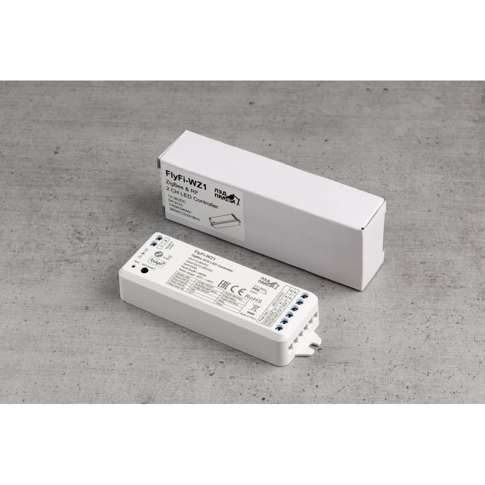 Изображение товара Диммер/контроллер ЛЭД ПРОФИ Fly-Fi WZ1 2CH*5A 12–36В DC, Zigbee & RF, CV, PD, Tuya App, пластик FF-C-WZ1 Изображение товара Диммер/контроллер ЛЭД ПРОФИ Fly-Fi WZ1 2CH*5A 12–36В DC, Zigbee & RF, CV, PD, Tuya App, пластик FF-C-WZ1