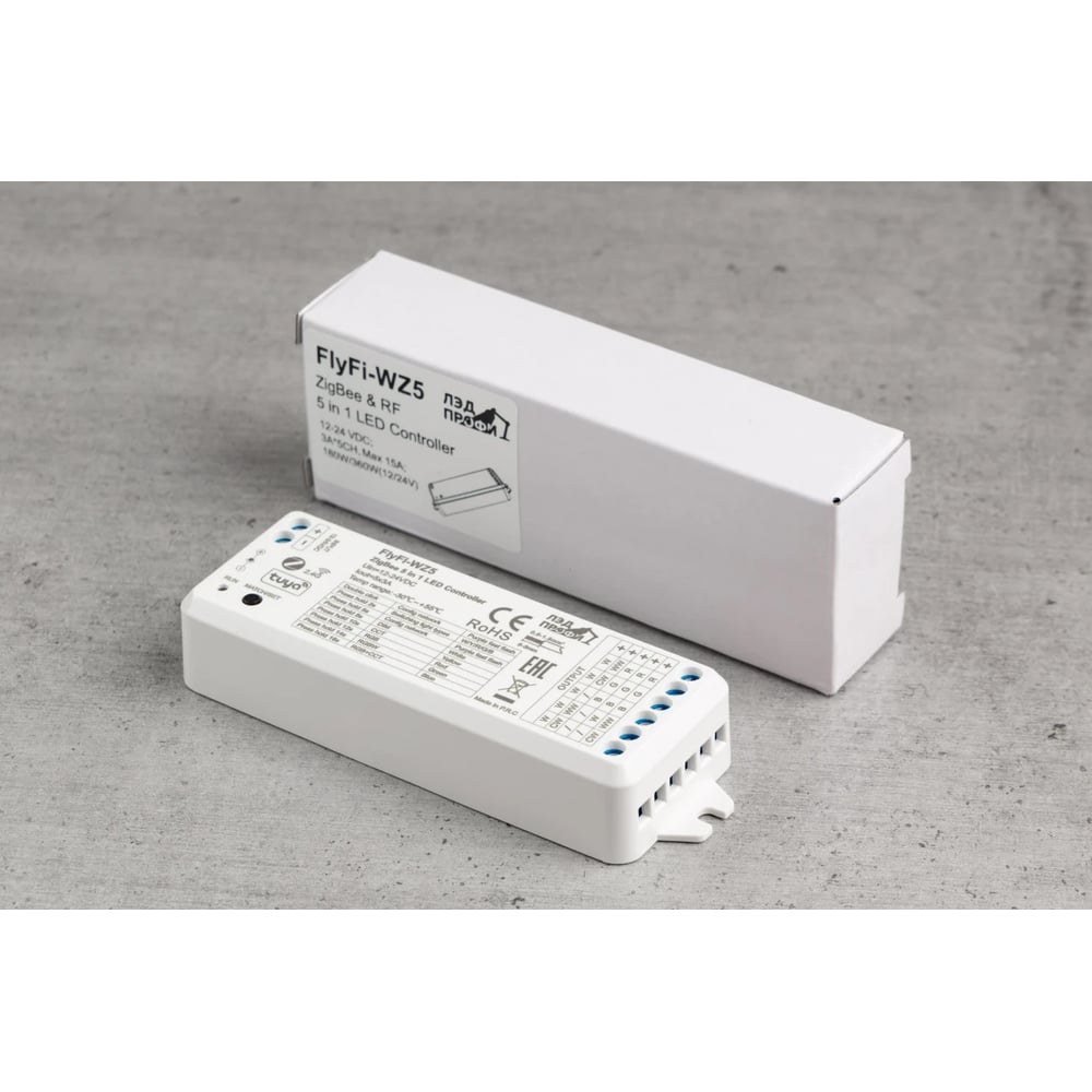 Изображение товара Диммер/контроллер ЛЭД ПРОФИ Fly-Fi WZ5 5CH*3A 12–24В DC, Zigbee & RF, 5 в 1 CV Controller, Tuya App, пластик FF-C-WZ5 Изображение товара Диммер/контроллер ЛЭД ПРОФИ Fly-Fi WZ5 5CH*3A 12–24В DC, Zigbee & RF, 5 в 1 CV Controller, Tuya App, пластик FF-C-WZ5
