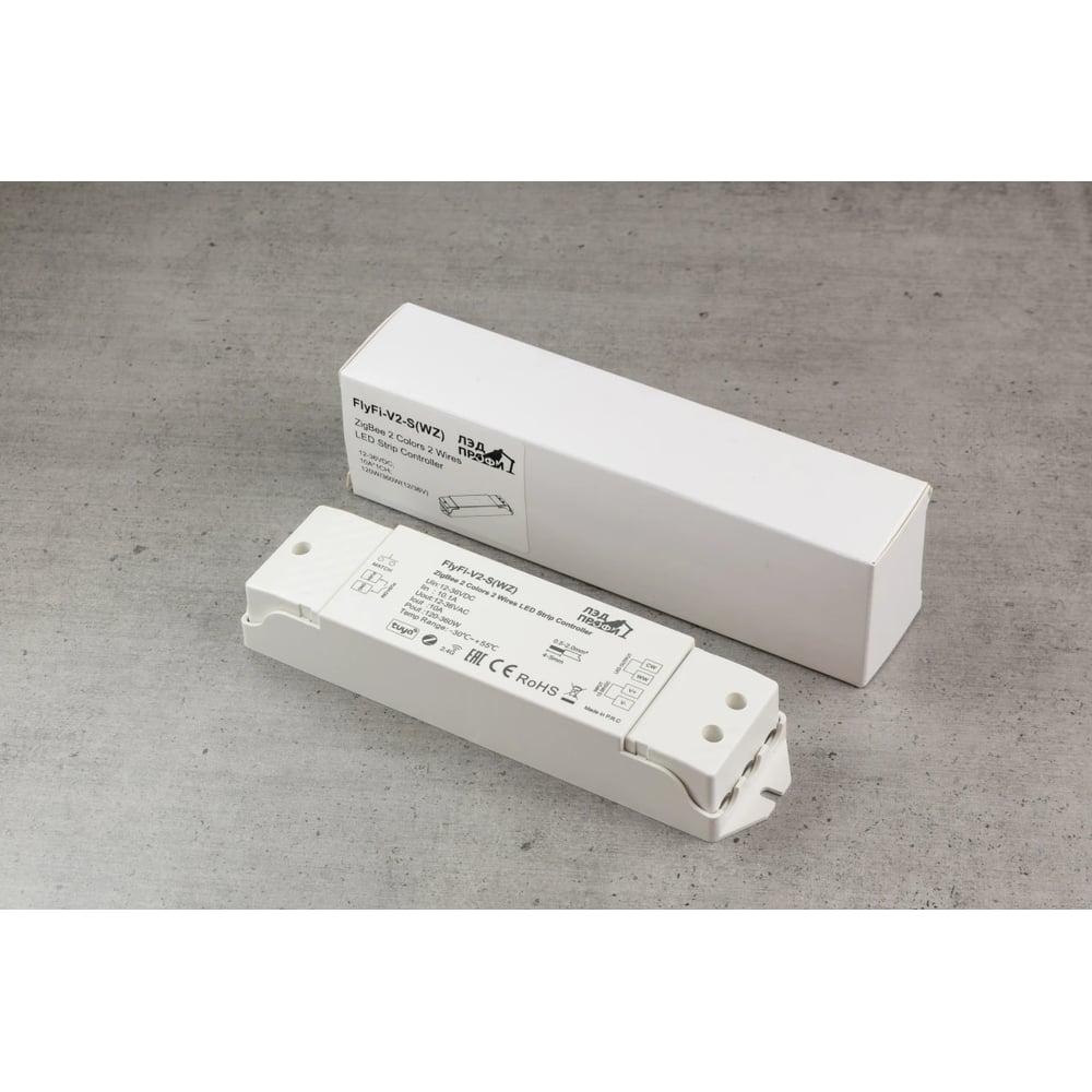 Изображение товара Диммер/контроллер ЛЭД ПРОФИ Fly-Fi V2-S(WZ) 1CH*10A 12–36В DC, Zigbee 2 Colors, Tuya App, CV, пластик FF-D-V2-S-WZ Изображение товара Диммер/контроллер ЛЭД ПРОФИ Fly-Fi V2-S(WZ) 1CH*10A 12–36В DC, Zigbee 2 Colors, Tuya App, CV, пластик FF-D-V2-S-WZ