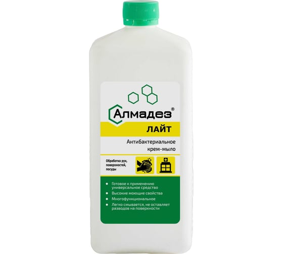 Изображение товара Антибактериальное мыло-крем АЛМАДЕЗ Лайт 1 л крышка МАЛ-03