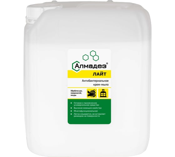 Изображение товара Антибактериальное мыло-крем АЛМАДЕЗ Лайт 5 л евро канистра МАЛ-05