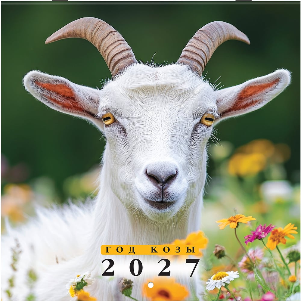 Календарь настенный перекидной BRAUBERG 2027г,, 12 листов, 28,5х28,5см, Символ года, 118414