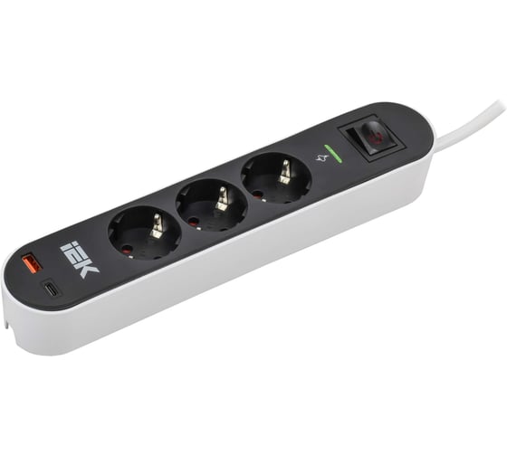 Изображение товара Фильтр сетевой IEK СФ-03К 16А USB A+C 20Вт 1,5м 3х1,5мм2 черный WFP10-16-03-01-ZKU-K02