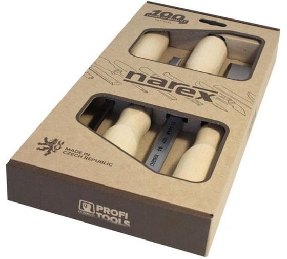 Изображение товара Набор из 4 плоских стамесок Narex Wood Line Profi светлые (8,10,16,32) 863110