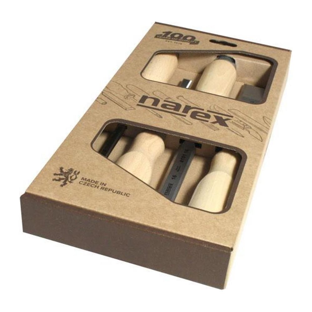 Изображение товара Набор из 4 плоских стамесок Narex Wood Line Profi светлые (6,12,20,25) 863010