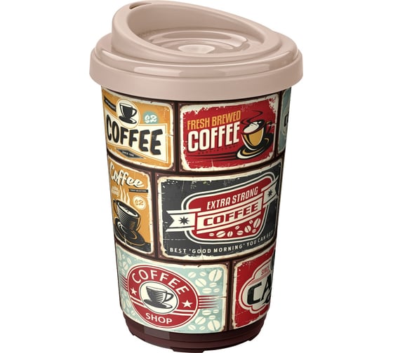 Изображение товара Термостакан с декором Phibo РЕТРО 400 мл, темно-бежевый 43323333253