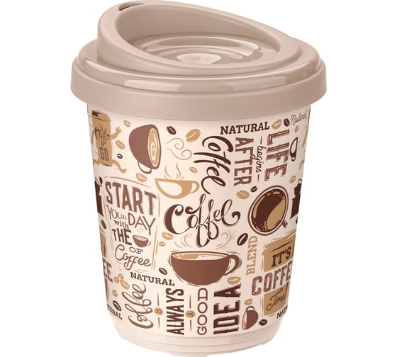 Изображение товара Термостакан с декором Phibo КОФЕ 300 мл, темно-бежевый 43323323251