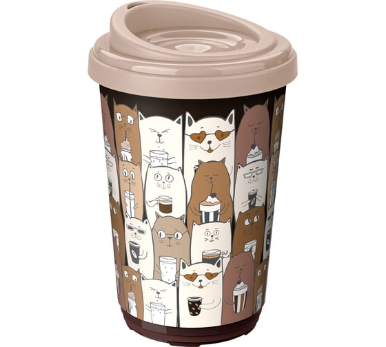 Изображение товара Термостакан с декором Phibo КОШКИ 400 мл, темно-бежевый 43323333254