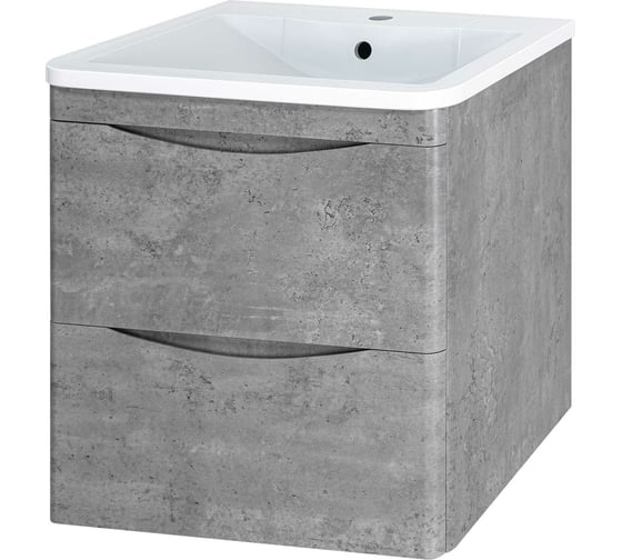 Изображение товара Подвесная тумба Misty Атлантик-60 с 2 ящиками, закругленные края, серый камень П-Атл-01060-501П2Я