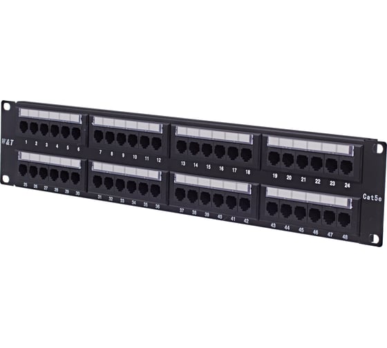 Изображение товара Патч-панель W&T 19", 48 портов RJ-45 WT-2029B-KR-48 PORTS