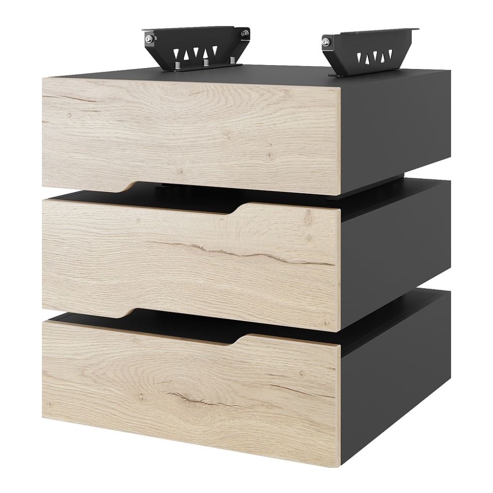 Тумба подвесная Kobor на 3 ящика T-3 black/natural 230444