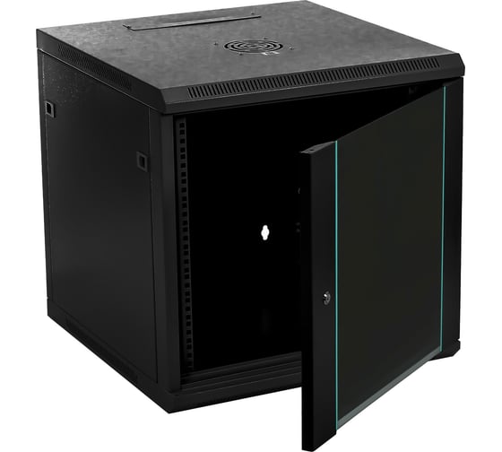 Изображение товара Телекоммуникационный настенный серверный шкаф W&T 19 дюймов 12U 600х450мм черный C126045BWTWOF