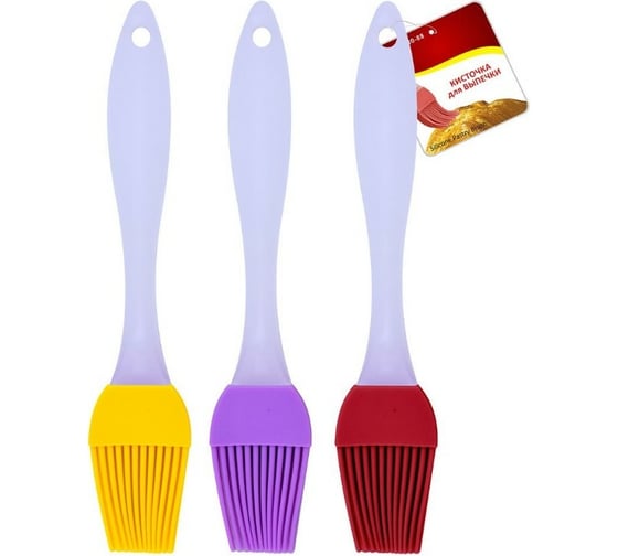 Изображение товара Силиконовая кисточка для выпечки МУЛЬТИДОМ длина 21 см., 3 цвета AN80-88