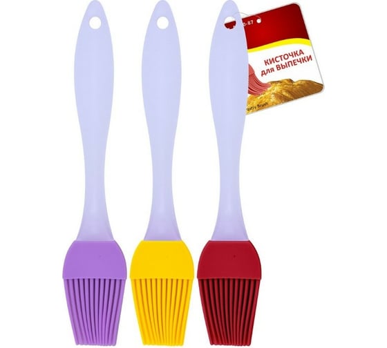 Изображение товара Силиконовая кисточка для выпечки МУЛЬТИДОМ длина 17 см., 3 цвета AN80-87