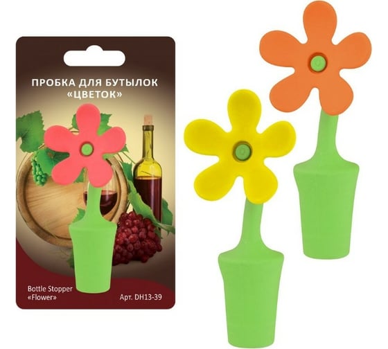Изображение товара Пробка для бутылок МУЛЬТИДОМ Цветок 3 цвета DH13-39