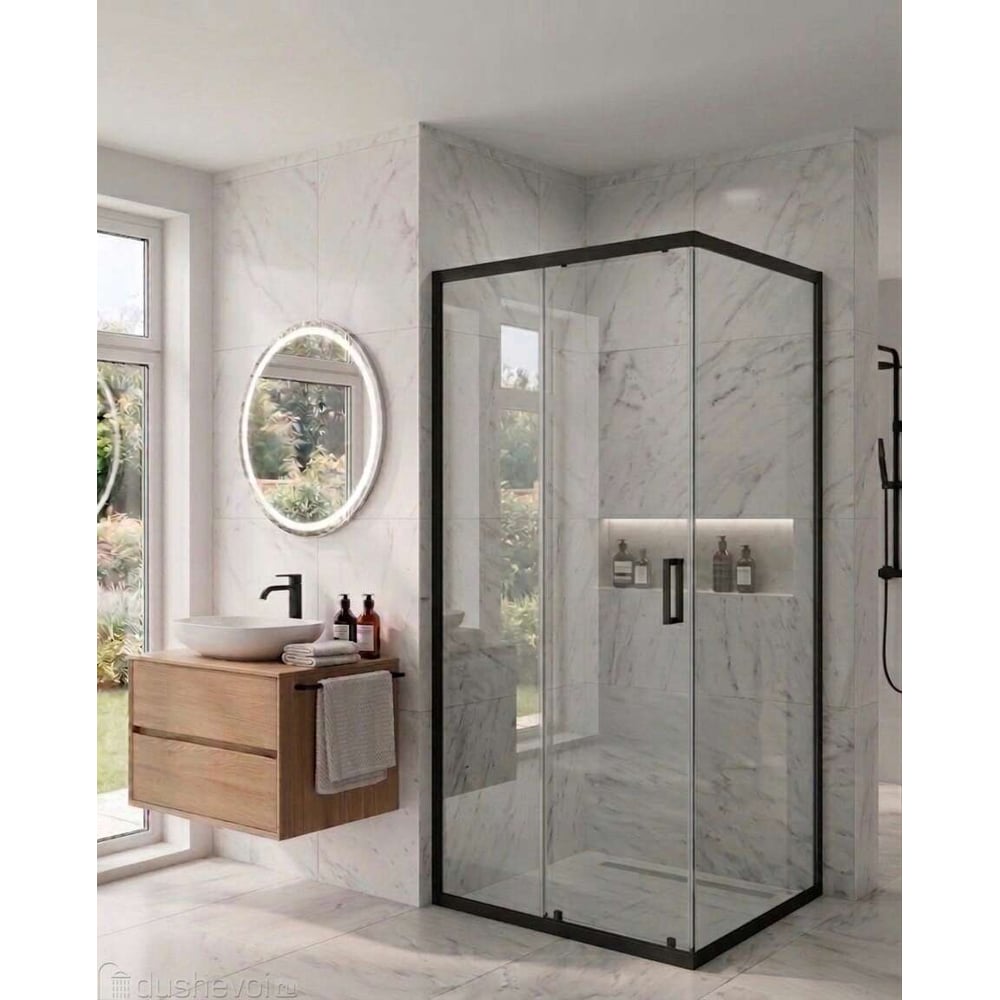 Душевой угол Maybahglass (раздвижная+глухая), Стекло Бесцветное, 100x90x195 MGY-1853-6
