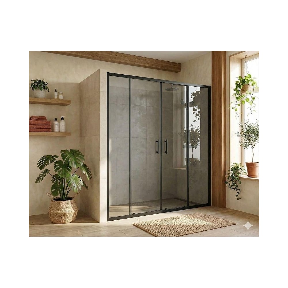 Раздвижная двустворчатая дверь для душевой Maybahglass Стекло Графит, 170x195 MGY-1821-6