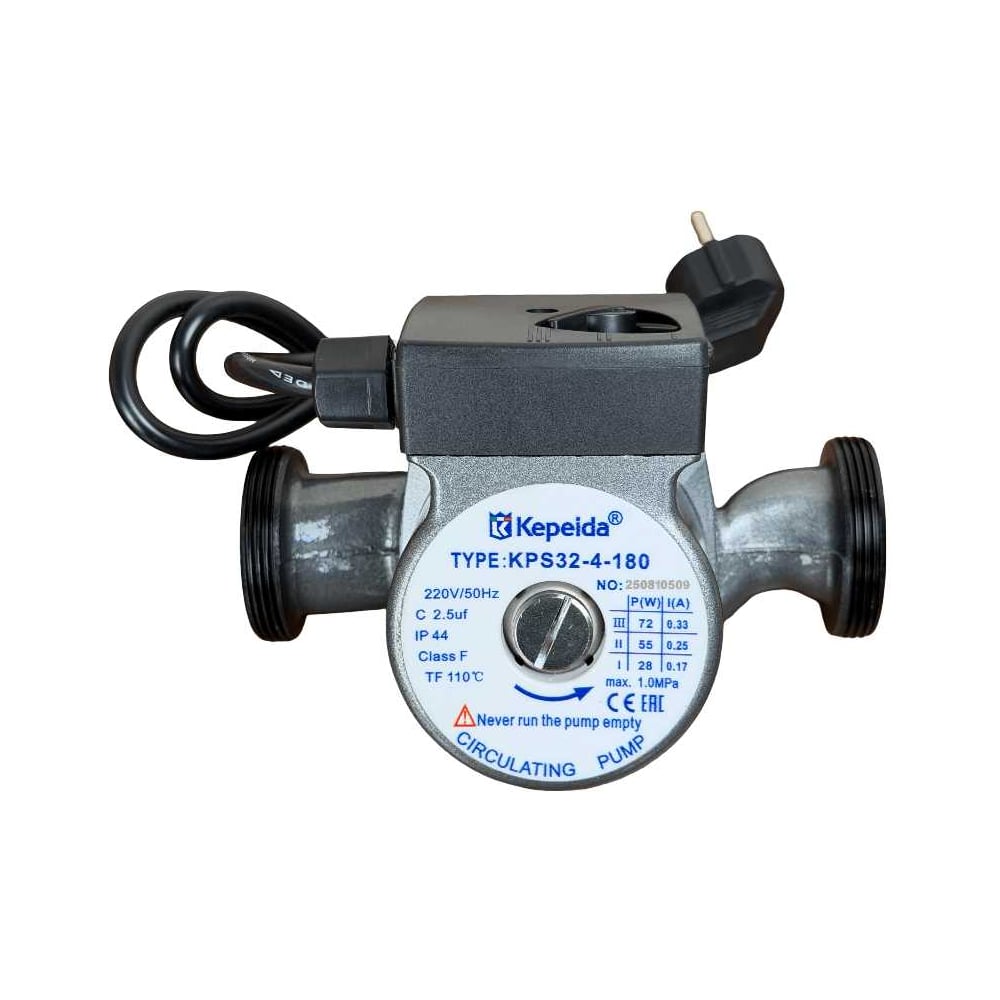 Изображение товара Насос циркуляционный Kepeida KPS32-4-180 1м, Т030365 Изображение товара Насос циркуляционный Kepeida KPS32-4-180 1м, Т030365
