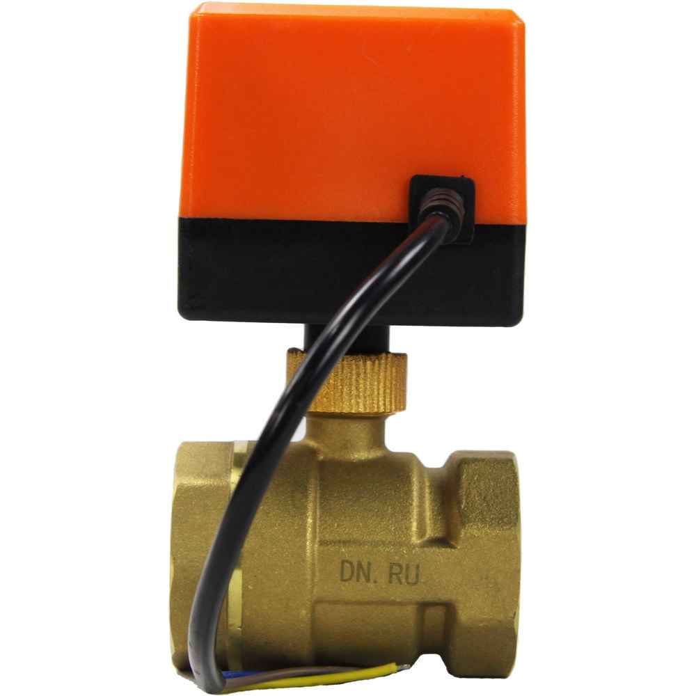 Изображение товара Латунный двухходовой кран DN.ru RP.BRASS 120 мм Ду32 электропривод 24В
